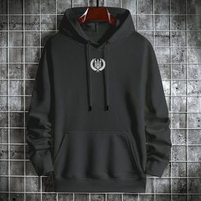 Мужской теплый худи на флисе с принтом Тризуб OC2233 цвет черный, размер XL