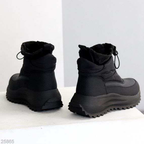 Спортивные черные ботинки дутики водонепроницаемые с фиксатором | Зображення 7