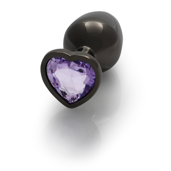 Металева анальна пробка Heart Gem, розмір M, колір: чорний/фіолетовий Ouch! (Нідерланди) Sex Aura | Зображення 1