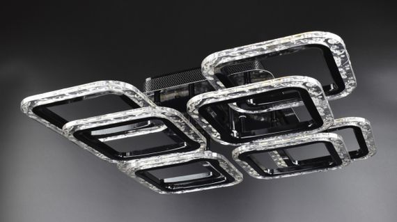 Люстра світлодіодна стельова LED світильник для квартири на стелю лед з пультом 26090 Чорний 11х46х46 см.