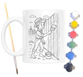 Набір для творчості кружка розмальовка за мотивами Пригоди Тома Сойєра (Марк Твен) 330 мл біла (КР0180)
