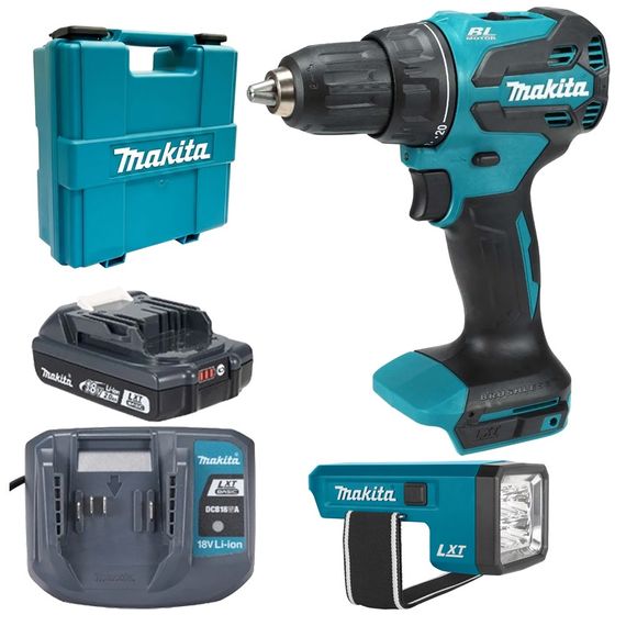 Шурупокрут акумуляторний Makita DDF490WV з ліхтарем Makita DML186 (65 Нм, 1.5-13 мм, BL, LXT Basic)