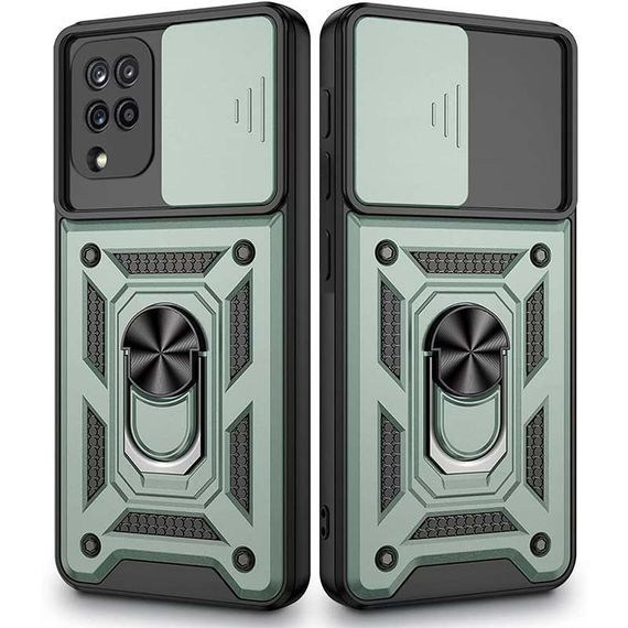Ударостійкий чохол Camshield Serge Ring для Samsung Galaxy M53 5G TPU+PC, Шторка на камеру, Зелений
