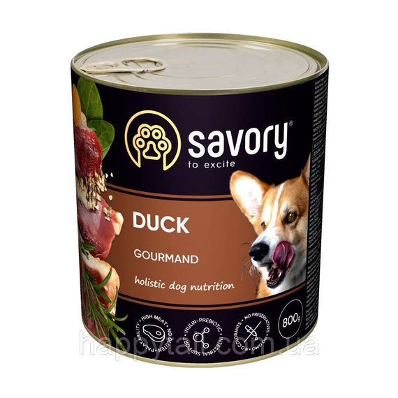 Вологий корм Savory Dog Gourmand Duck для собак усіх порід — паштет з качкою та бататом 800 г