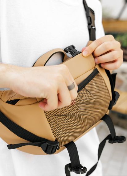 Большая мужская сумка бананка Sambag DynamicDart бежевая 38 × 21 × 7 см (80411026m) | Зображення 2