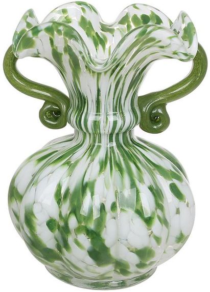 Скляна ваза ручної роботи Emerald Classic з витонченими ручками, 20 см