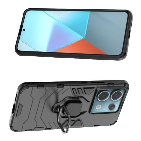 Чехол бампер Primolux Ring Armor для Xiaomi Redmi Note 13 Pro 5G / Poco X6 5G - Black | Зображення 1
