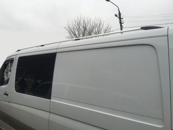 Рейлінги DD (алюміній) 340 см, Хром, Пластикова ніжка для Volkswagen Crafter 2006-2017рр