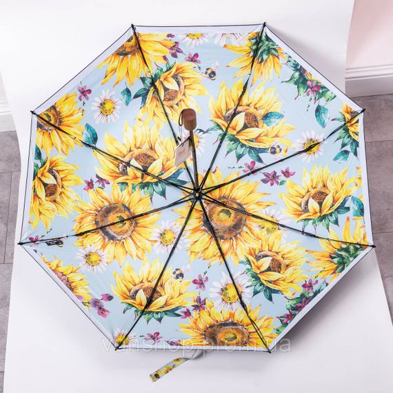 Парасолька механічна елегантна з принтом міцна надійна з поліестеру діаметр 100 см Жовтий HP-23-14Y | Зображення 7