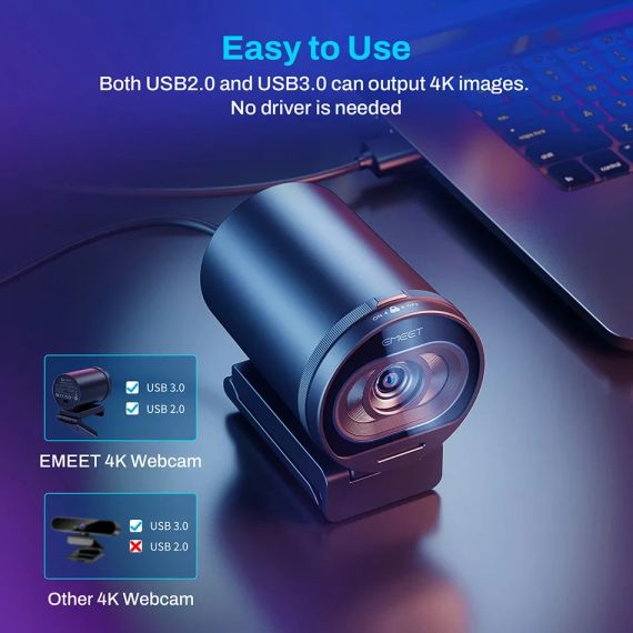 Веб-камера 4K потоковой передачи 1080P 60FPS USB камера EMEET S600 с автофокусом и микрофонами | Зображення 5