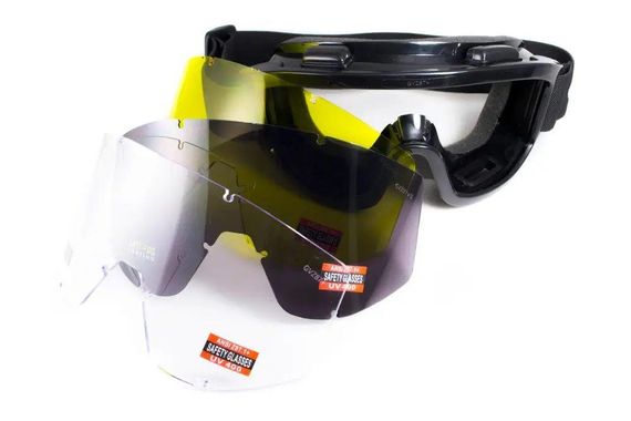 Тактичні окуляри Global Vision (США) Wind-Shield 3 lens KIT Anti-Fog, три змінних лінзи чорна оправа | Зображення 5