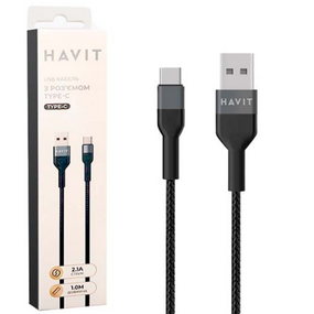 Кабель USB Type-C Havit HV-CB623C 2,1А 1м чорний
