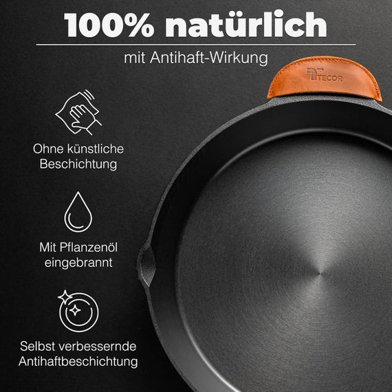 Чугунная сковорода с антипригарным покрытием 28см, для индукционной газовой электрической плиты, универсальная | Зображення 2