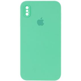 Чехол Silicone Case Square Full Camera Protective (AA) для Apple iPhone XS / X (5.8") Зеленый / Spearmint