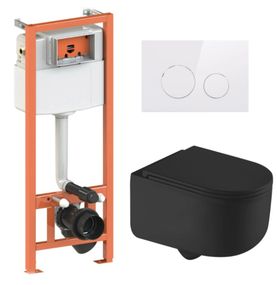 Набір Qtap Nest 4 в 1 підвісний унітаз Taurus Ultra Quiet 490x360x380 + комплект інсталяції QT2433084EUQMB46178