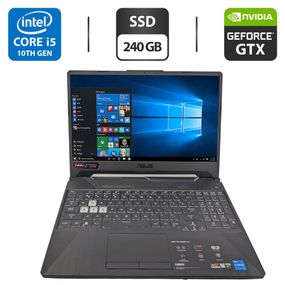 Игровой ноутбук Asus TUF Gaming F15 / 15.6" (1920x1080) IPS / Intel Core i5-10300H (4 (8) ядра по 2.5 - 4.5 GHz) / 16 GB DDR4 / 240 GB SSD / nVidia GeForce GTX 1650 Ti, 4 GB GDDR6, 128-bit / WebCam б/у