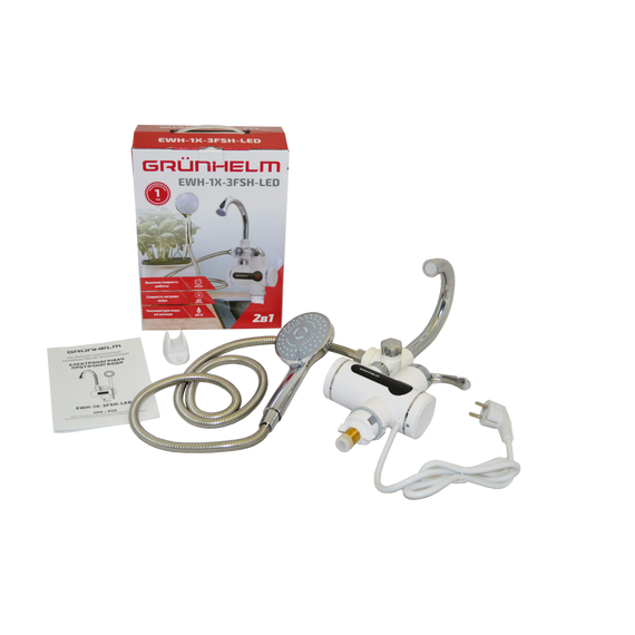 Электронагреватель проточной воды Grunhelm EWH-1X-3FSH-LED | Зображення 8