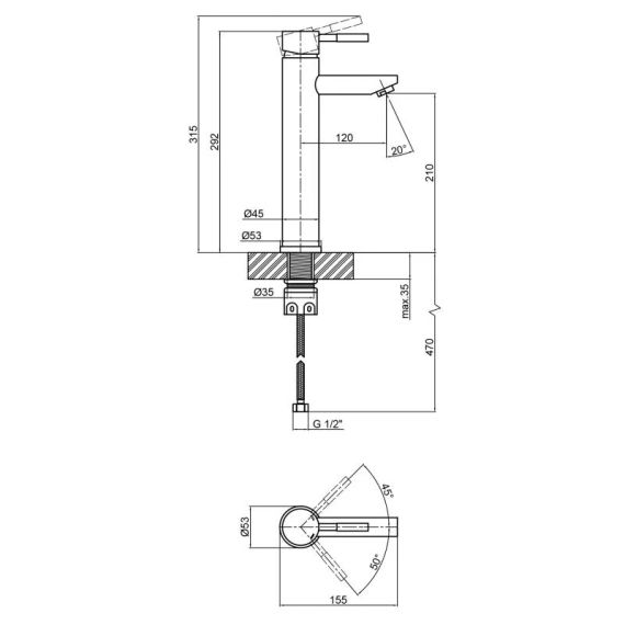 Смеситель для раковины Lidz Aria 001FH высокий (k35) LDARI001FHNKS34938 Nickel | Зображення 1