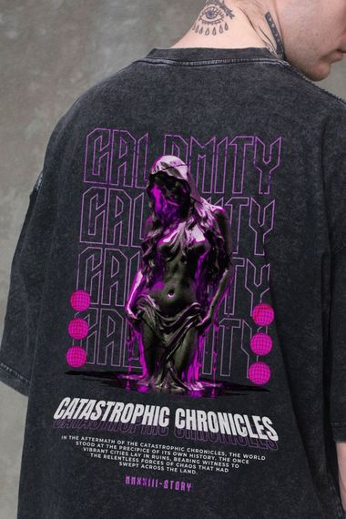 Виварена Оверсайз Футболка Without Washed З Принтом Calomity Black | Зображення 1