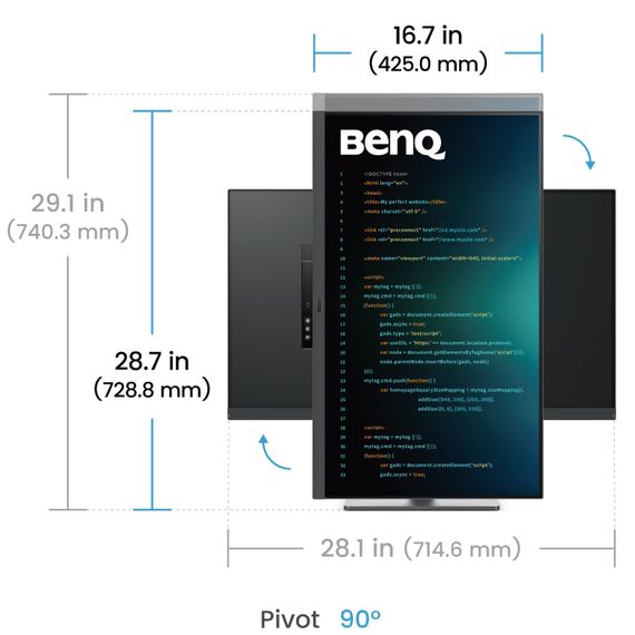 TFT 31.5" BenQ RD320U, 4K, IPS, 2хHDMI, DP, USB- C, USB-hub, HAS, Pivot, кол., сірий | Зображення 8