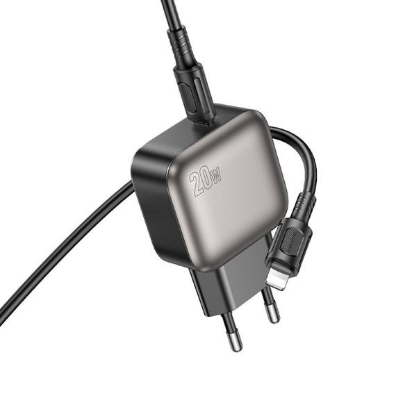 МЗП Borofone BAS53A Absolute PD20W (1USB-C) + кабель Type-C to Lightning Black | Зображення 2