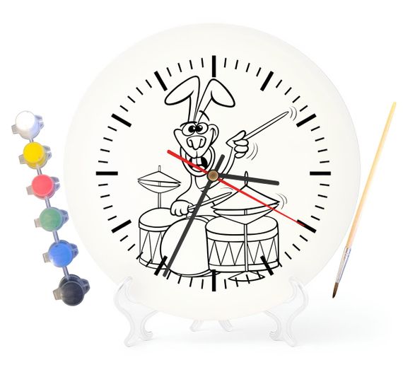 Детский набор для творчества часы раскраска Зайчик барабанщик 30 см (Г0197)