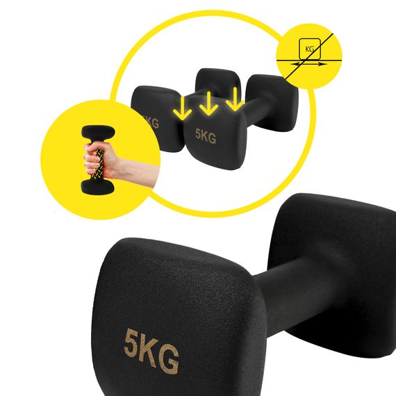 Гантелі вінілові Cornix Square 2 x 5 кг XR-0410 Black | Зображення 6