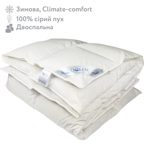 Ковдра пухова зимова зі 100% сірим гусячим пухом двоспальна IGLEN Climate-comfort 160х215 (16021510G)