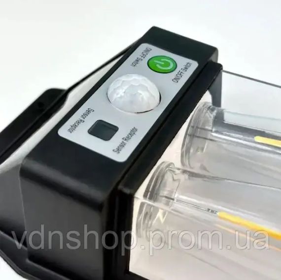 Настінний вуличний світильник із сонячною панеллю, ліхтар із датчиком на рух SOLAR WALL LAMP YX-777 Black | Зображення 3