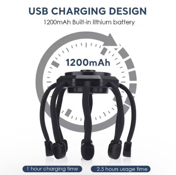 Електромасажер восьминіг для голови, Масажер для зняття напруги та стресу  знижка | Зображення 4