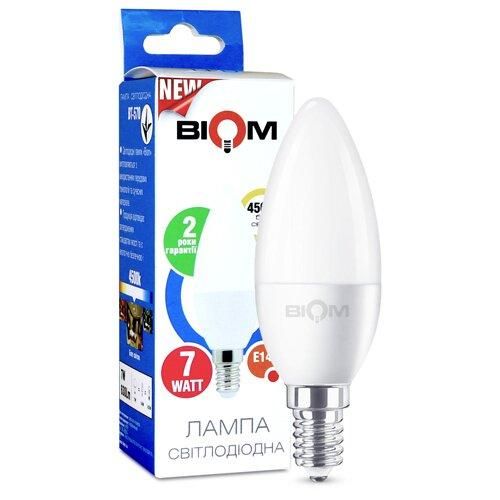 Светодиодная лампа Biom BT-570 C37 7W E14 4500К матовая