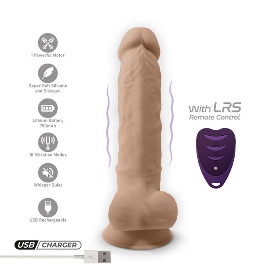 Фалоімітатор з вібрацією SilexD Vetus Vibro Flesh (MODEL 1 size 8in) + LRS, двошаровий, діам. 4,2 см | Зображення 6