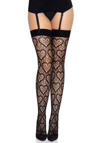 Ажурные чулки с сердечками Leg Avenue Heart Black, one size Sex Aura