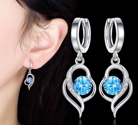 Серьги подвески Primo Fly Heart - Blue | Зображення 3
