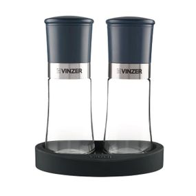Набір млинів для солі та перцю Vinzer 50195, 2 шт, керамічні жорнова, силіконова підставка
