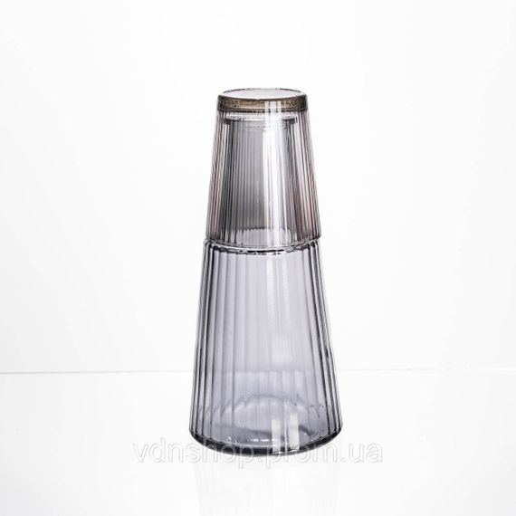 Глечик 800 мл зі склянкою 1 (шт) 250 (мл) графин для компоту соку води лимонаду глечик для напоїв Прозорий HP-19-TH-3 | Зображення 1