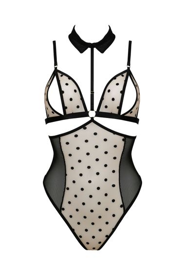Боді з відкритими грудьми Passion DOMINICA BODY XXL/XXXL beige, комір-чокер, корсет | Зображення 2