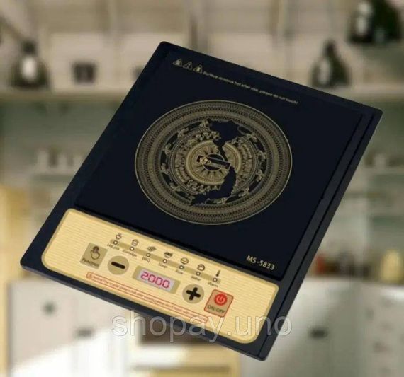Индукционная плита MS-5833 1 конфорочная 2000 Вт ∙ Электрическая настольная плита MS-5833 с сенсорным управлением | Зображення 3