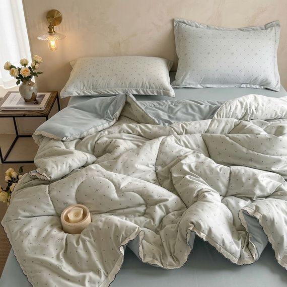 Постільна білизна полуторна з ковдрою демісезонною з бавовни Colorful Home Print 4 22131 150х200 см