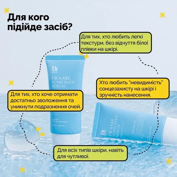 Увлажняющая солнцезащитная крем-сыворотка с центеллой BENTON Cica Gel Sunscreen Serum SPF50 PA++++ (50 ml) | Зображення 2
