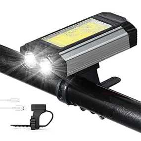 Велосипедный фонарь 501-2XPE+COB, алюминий, micro USB, встроенный аккумулятор