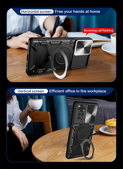 Чохол Magnetic Stand з захистом камери для Xiaomi Redmi Note 11 4G / 11s колір Сірий | Зображення 6
