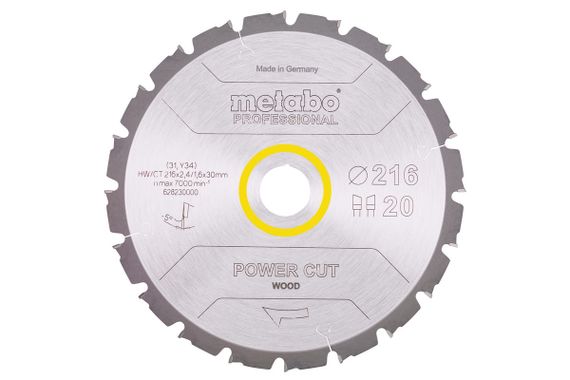 Диск пильний Metabo "power cut wood - professional" 216x30 Z20 WZ 5° neg. (628230000)