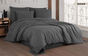 Постільна білизна Cotton Shine Stripe Satin 200х220 Antrasit
