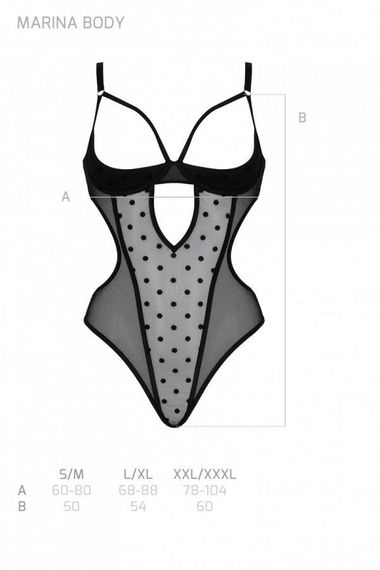 Еротичне боді Passion MARINA BODY, XXL/XXXL, black, з відкритими чашками | Зображення 4
