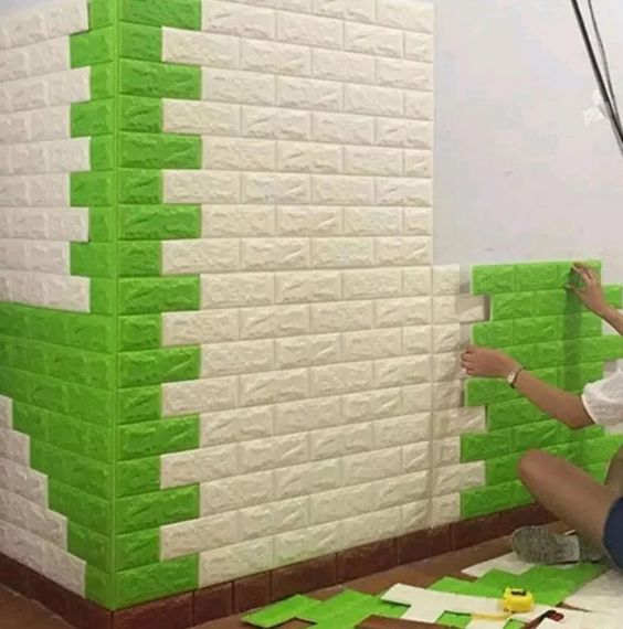 3D панель самоклеящая Обои 700х770х5 мм под декоративный кирпич Самоклейка Зеленый 3Д | Зображення 6