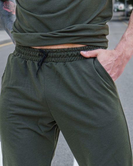 Мужской летний костюм оверсайз с шортами и футболкой BD0023 цвет хаки, размер S | Зображення 3