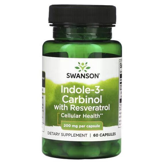 Індол-3-карбінол з ресвератролом Swanson Indole-3-Carbinol with Resveratrol 200 mg/5 mg, 60 капсул
