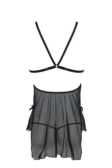 Сорочка Passion DELIENA CHEMISE S/M black, стрінги із заниженою талією | Зображення 3