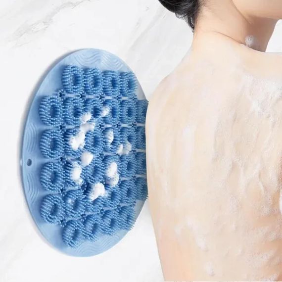 Кругла силіконова щітка - мочалка на присосках на стіну у ванну/душ Massage foot rad масажний протиковзкий килимок для ніг | Зображення 2